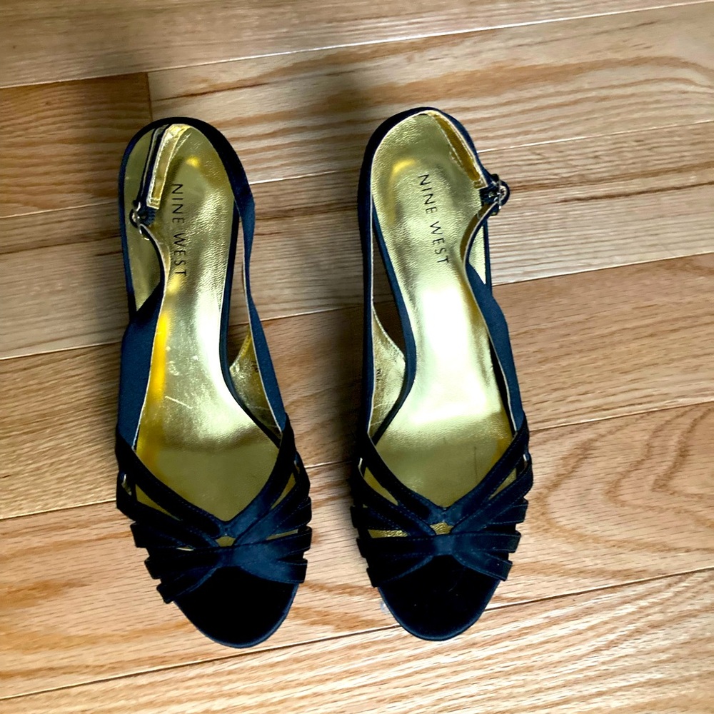 Black Nine West Satin Dress High Heel